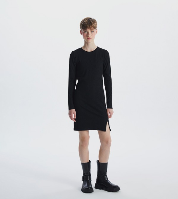 Ribbed Crew Neck Bodycon Mini Dress