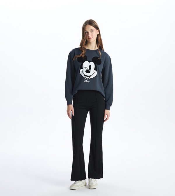 Elastic Waist Flared Pants