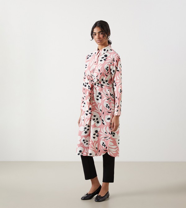 Printed Long Sleeves Midi Dress