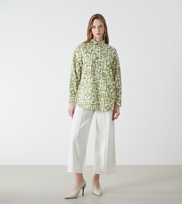 Patterned Long Sleeves Shirt Tunic
