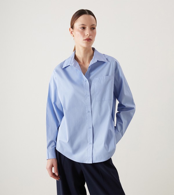 Solid Long Sleeves Oversized Shirt