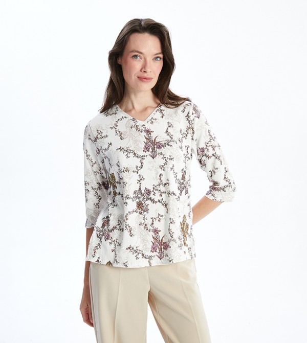 Printed 3/4 Sleeves Top