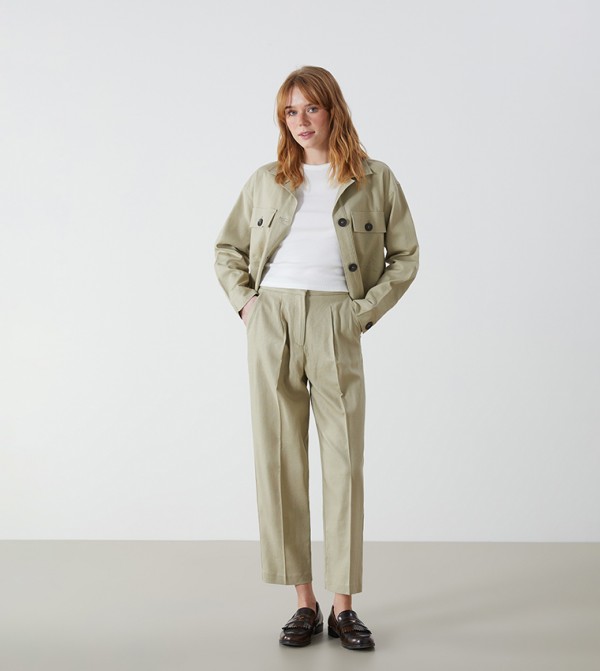 Pleat Detail Carrot Fit Trousers