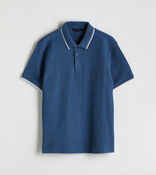 Textured Short Sleeves Polo T-Shirt