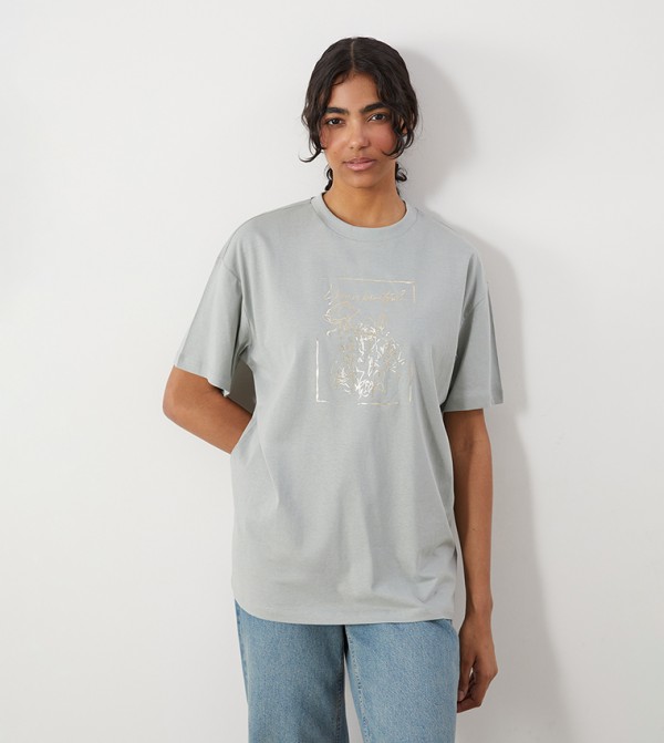 Printed Short Sleeves Oversized T-Shirt