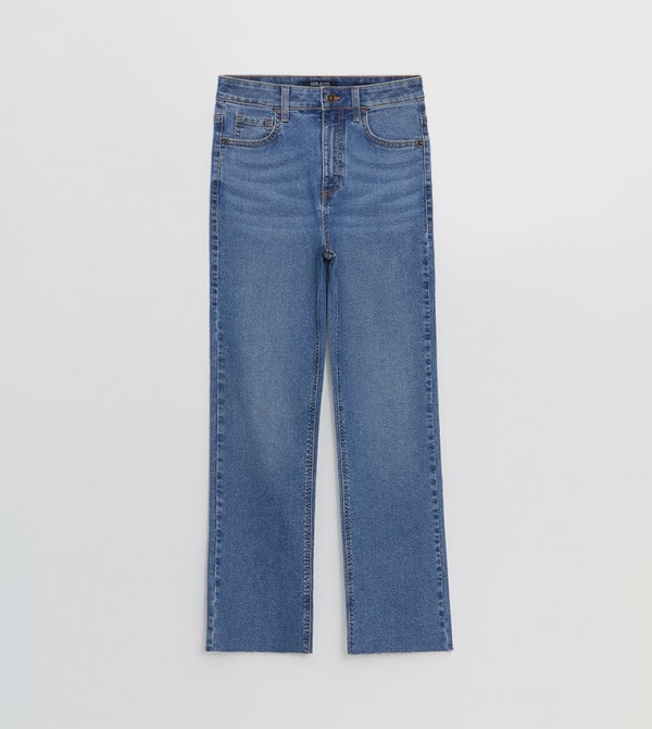 Washed High-Rise Straight Fit Jeans