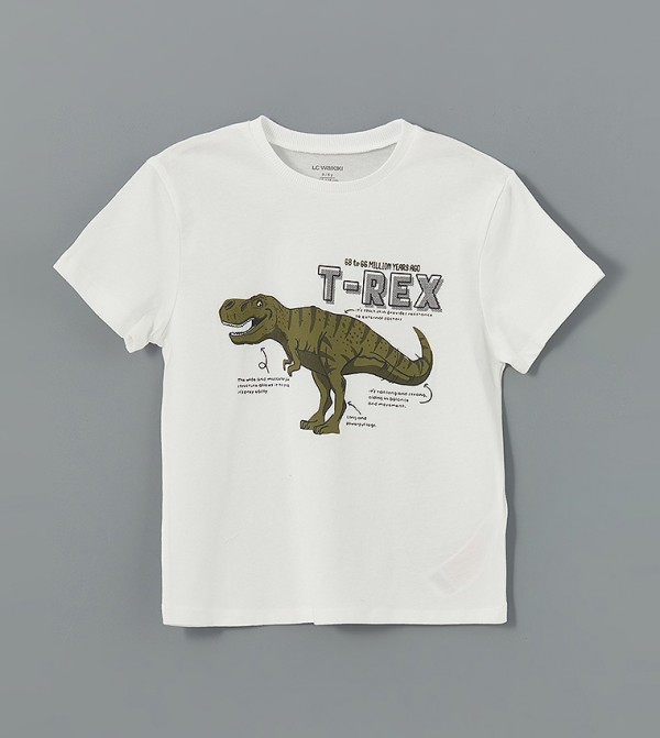 Dinosaur Printed Crew Neck T-Shirt