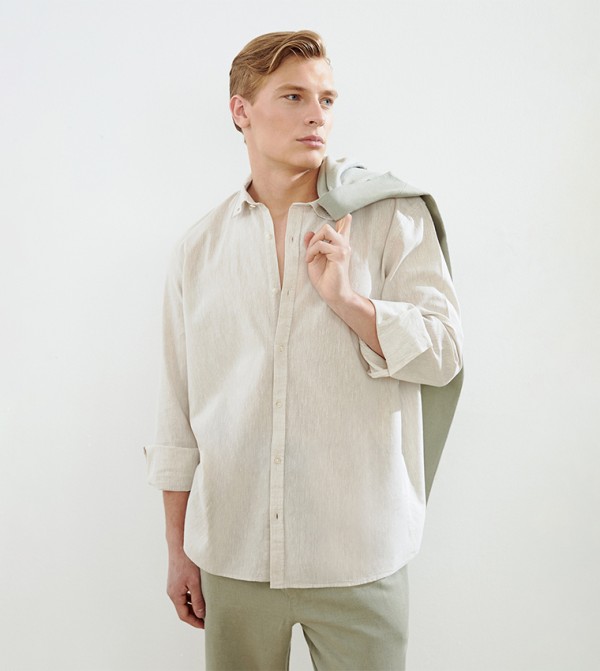 Solid Button-Down Collar Long Sleeves Shirt
