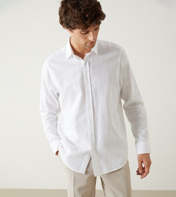 Self Patterned Long Sleeves Shirt