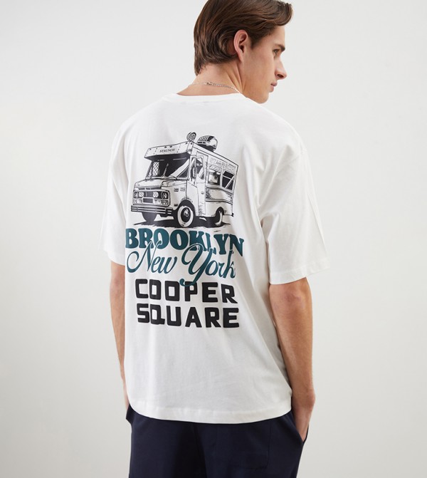 Printed Back Crew Neck T-Shirt