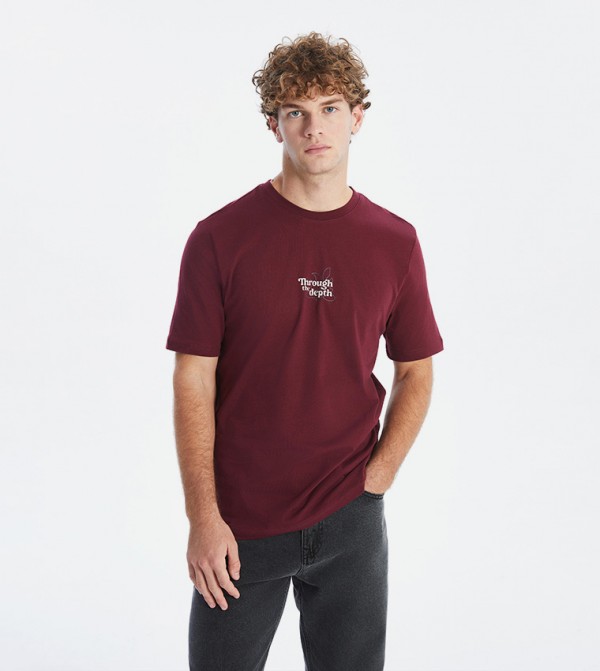 Printed Crew Neck Combed Cotton T-Shirt