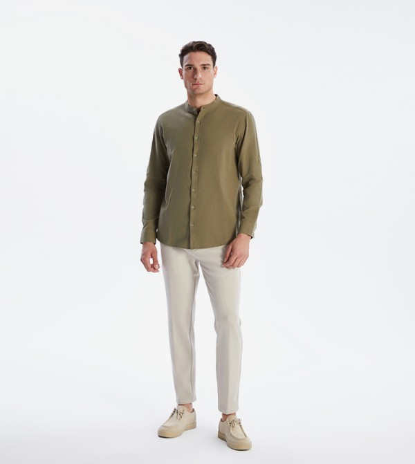 Dobby Weave Slim Fit Long Sleeves Shirt