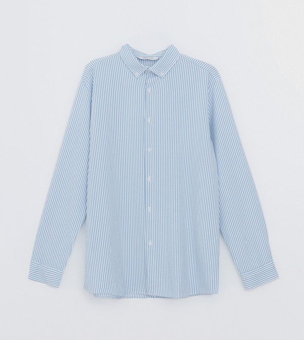 Striped Button-Down Collar Long Sleeves Shirt