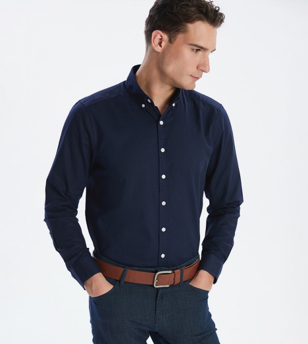 Solid Long Sleeves Oxford Shirt