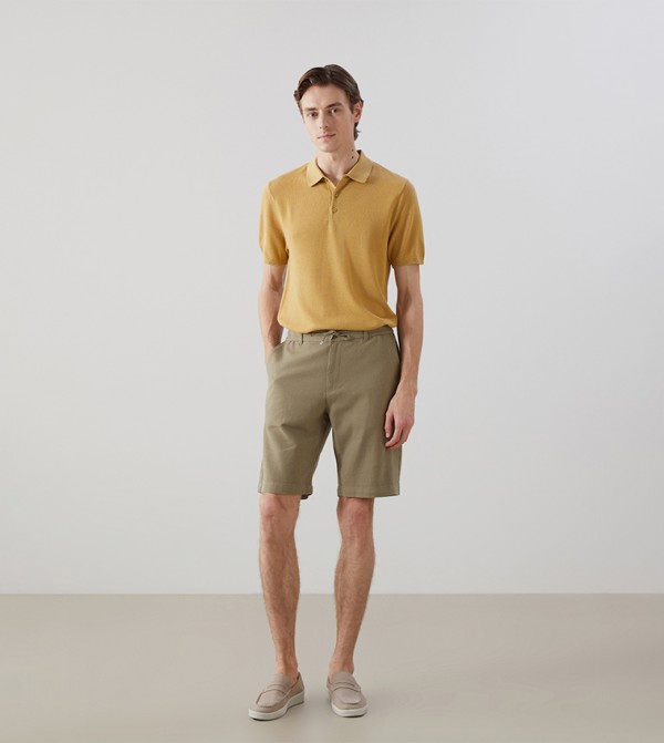Solid Drawstring Waist Linen Shorts