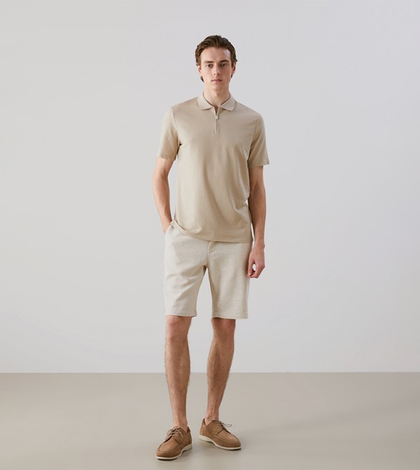 Drawstring Waist Linen Shorts