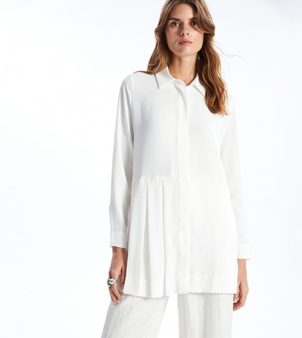 Pleated Long Sleeves Woven Tunic