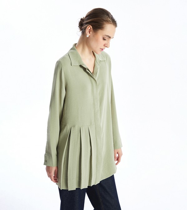 Textured Long Sleeves Tunic Shirt