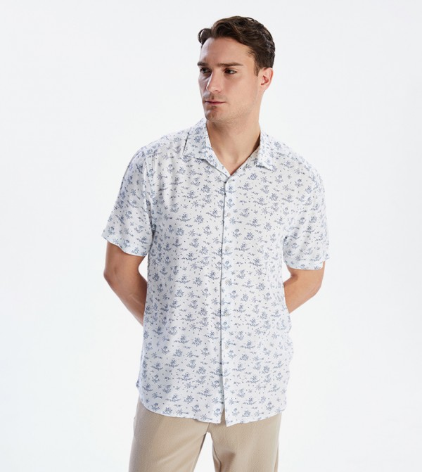Printed Regular Fit Short Sleeves Poplin Shirt