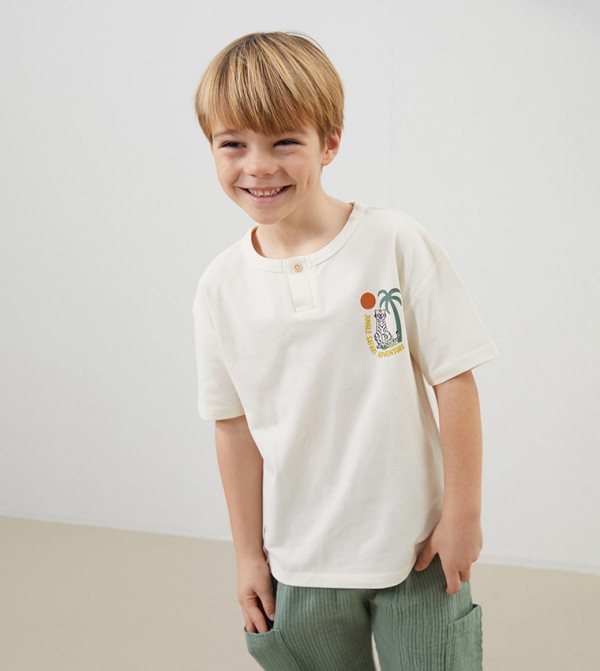 Boys Printed Crew Neck T-Shirt