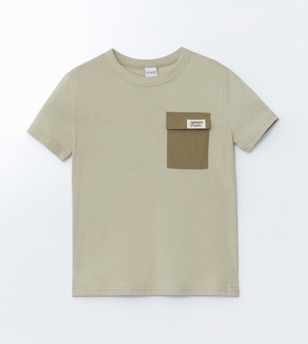Contrast Pocket Crew Neck T-Shirt