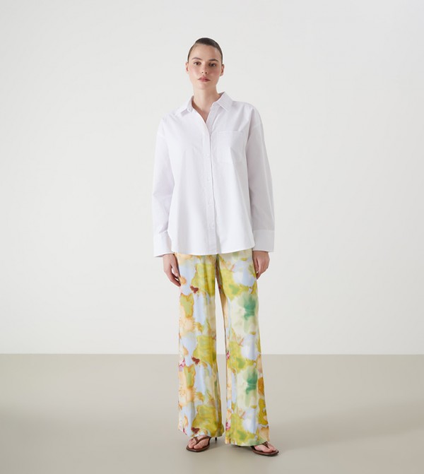 Patterned Wide Leg Pants