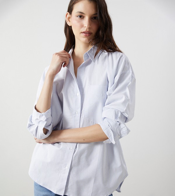 Striped Long Sleeves Oversized Shirt