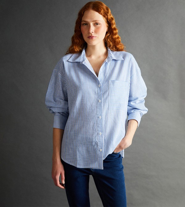 Striped Long Sleeves Oversized Shirt