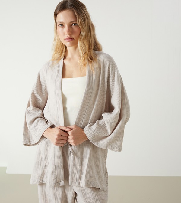 Textured Flared Sleeves Kimono