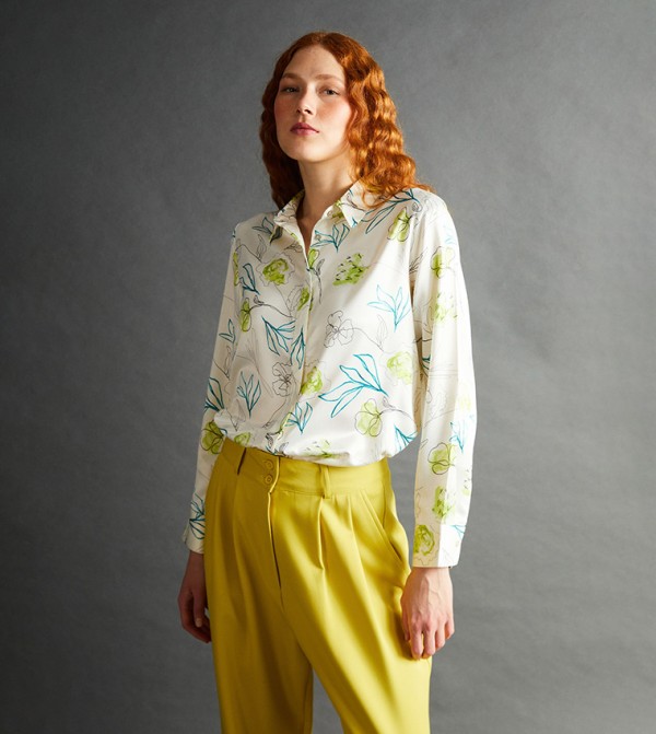 Floral Patterned Long Sleeves Shirt