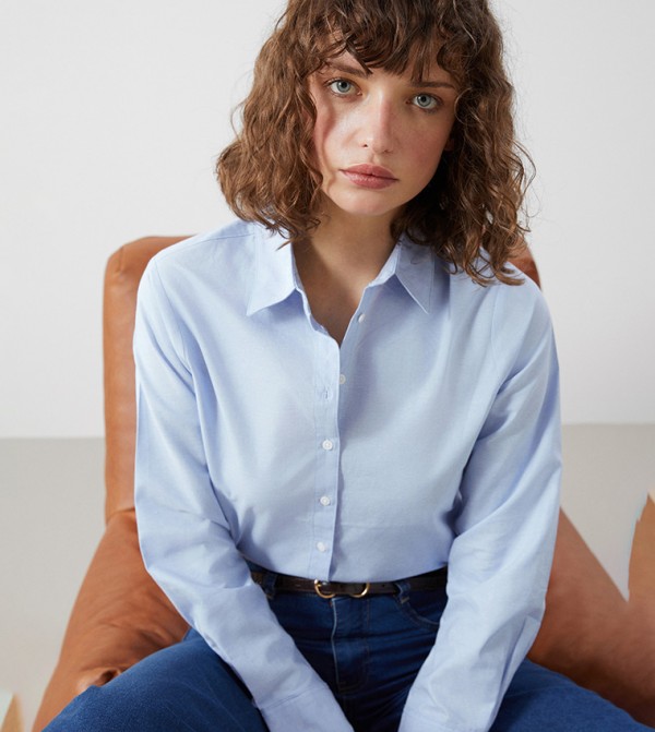 Solid Long Sleeves Oxford Shirt