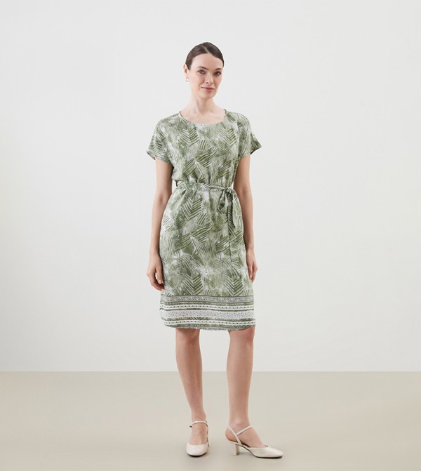 Printed Short Sleeves Mini Dress