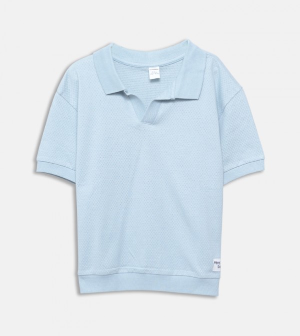 Textured Short Sleeves Polo T-Shirt