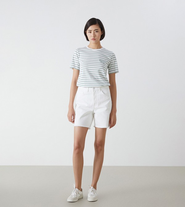 Solid Denim Shorts