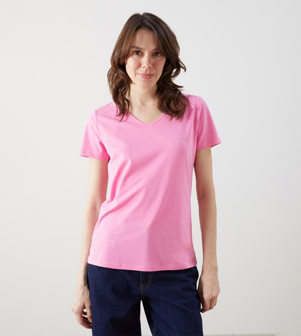 Solid V-Neck T-Shirt