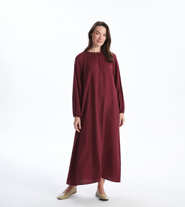 Solid Long Sleeves Maxi Dress