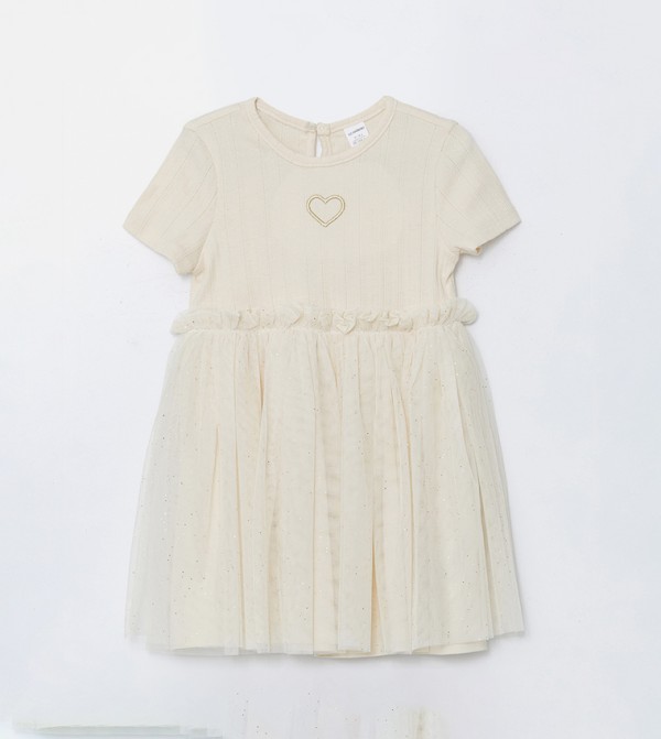 Embroidered Crew Neck Dress