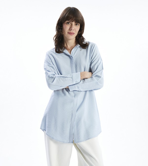Textured Long Sleeves Woven Tunic