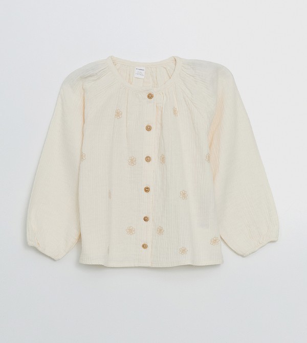 Embroidered Balloon Sleeves Shirt