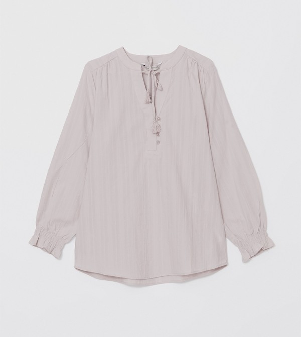 Textured Tie-Up Neck Top
