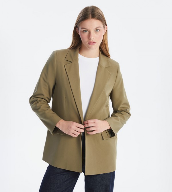 Solid Long Sleeves Oversized Blazer