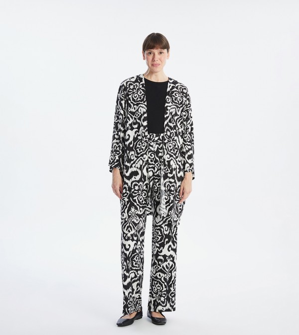 Printed Shawl Collar Oversized Kimono
