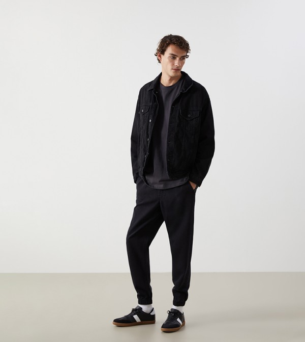 Drawstring Waist Woven Denim Joggers