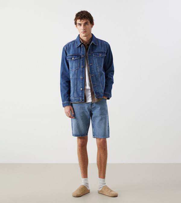 Washed Denim Shorts