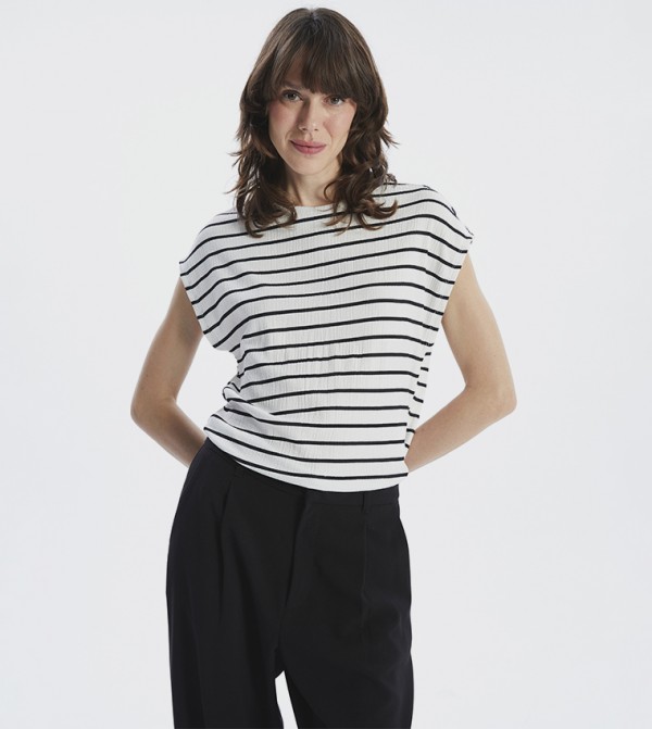 Striped Short Sleeves Top