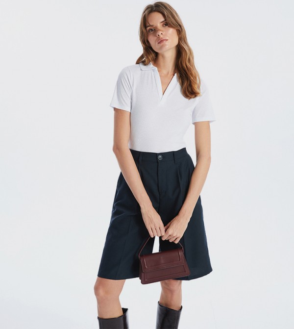Ribbed Short Sleeves Polo T-Shirt