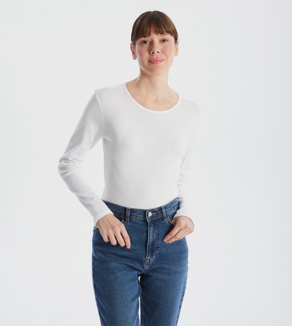 Solid Long Sleeves Bodysuit Top