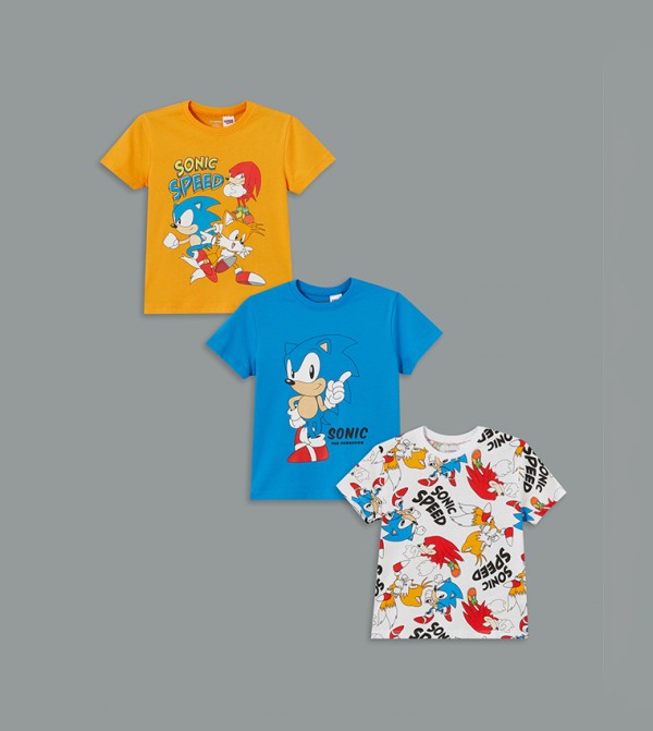 Pack of 3 Sonic the Hedgehog Printed T-Shirts