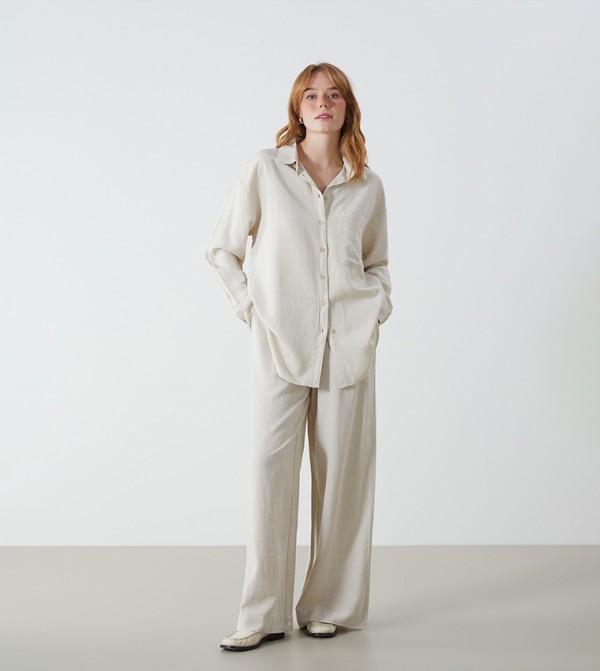 Drawstring Waist Wide Leg Trousers
