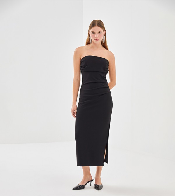 Ruched Strapless Midaxi Dress